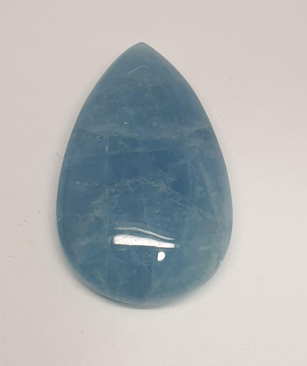 Huge Undrilled Blue Aquamarine Drop Cabochon Tear Drop 45.08x27.6mm. 90.65ct.