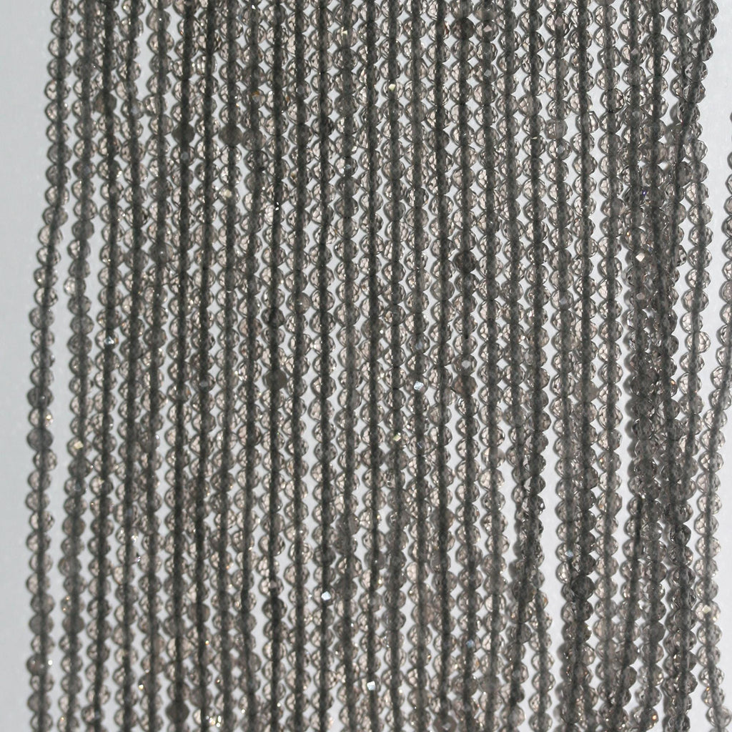 13" Obsidian Faceted Round Beads 2mm.-Strand 39cm.