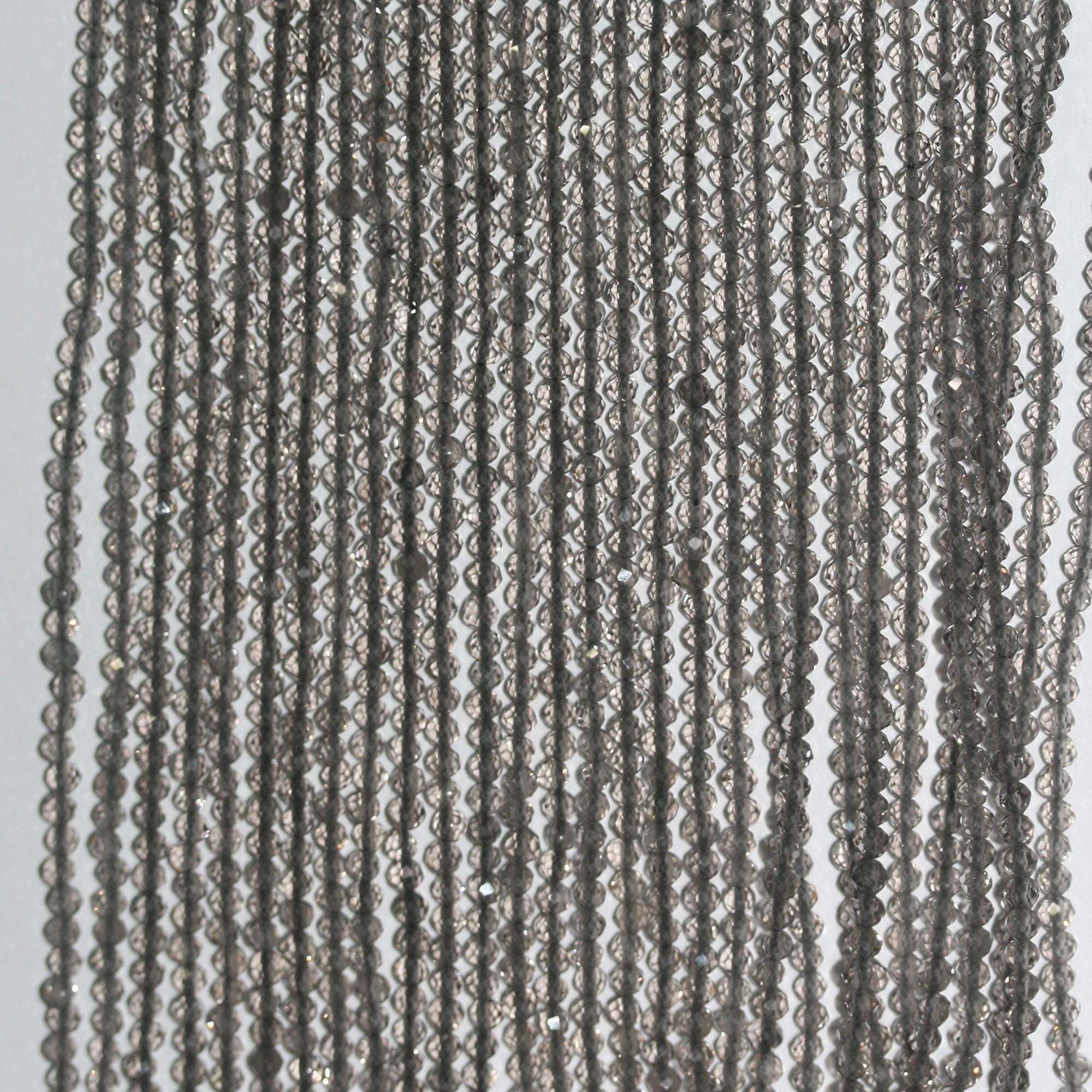 13" Obsidian Faceted Round Beads 2mm.-Strand 39cm.