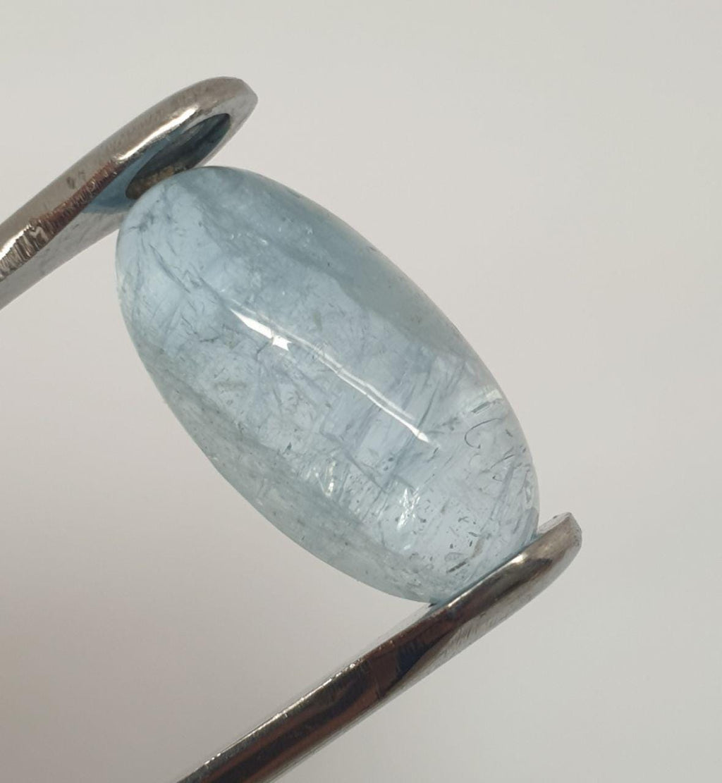 Top Blue Color Aquamarine Long Cabochon 19.5x10.5mm.-10.7ct- Natural Untreated Gemstone