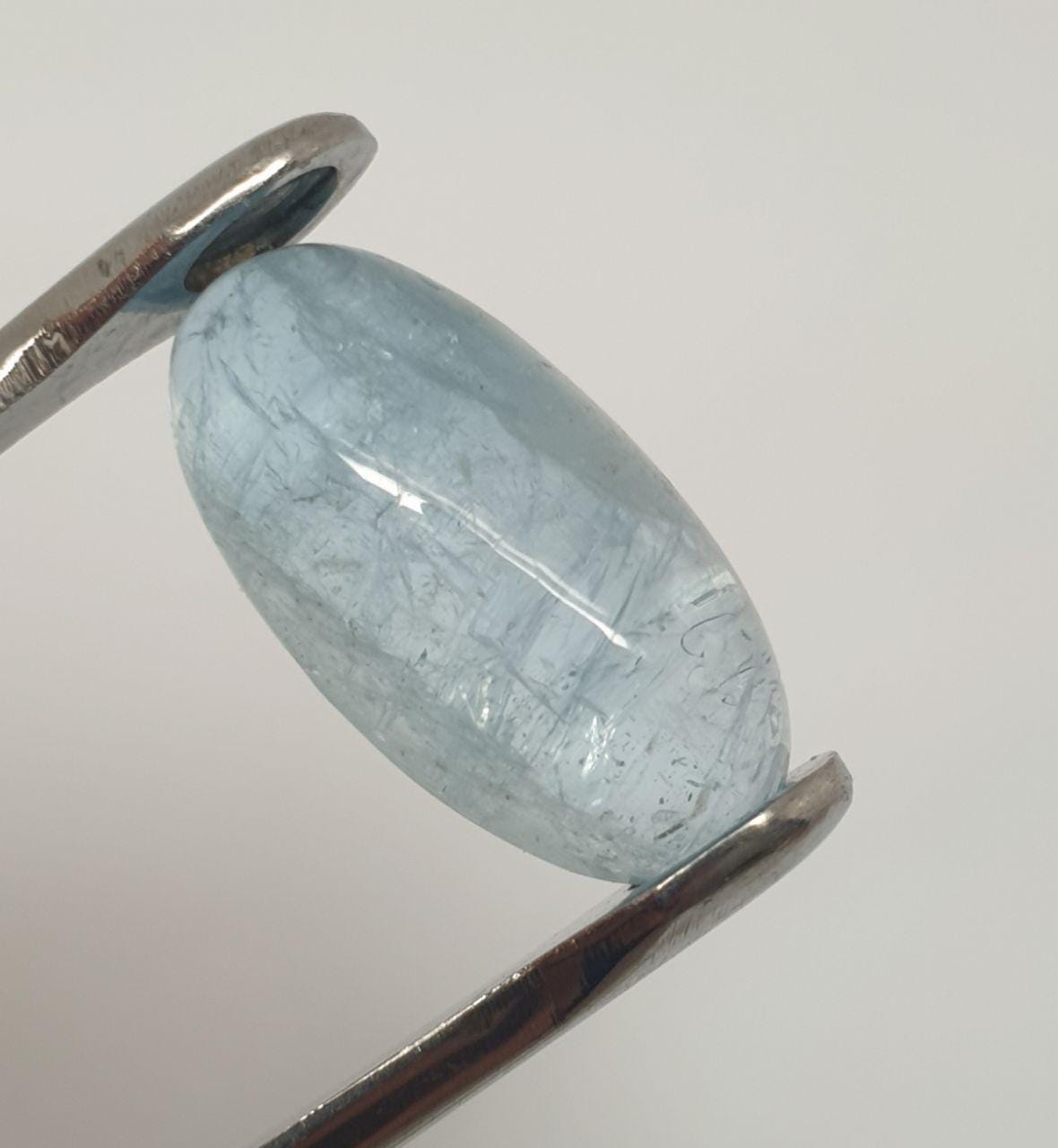 Top Blue Color Aquamarine Long Cabochon 19.5x10.5mm.-10.7ct- Natural Untreated Gemstone