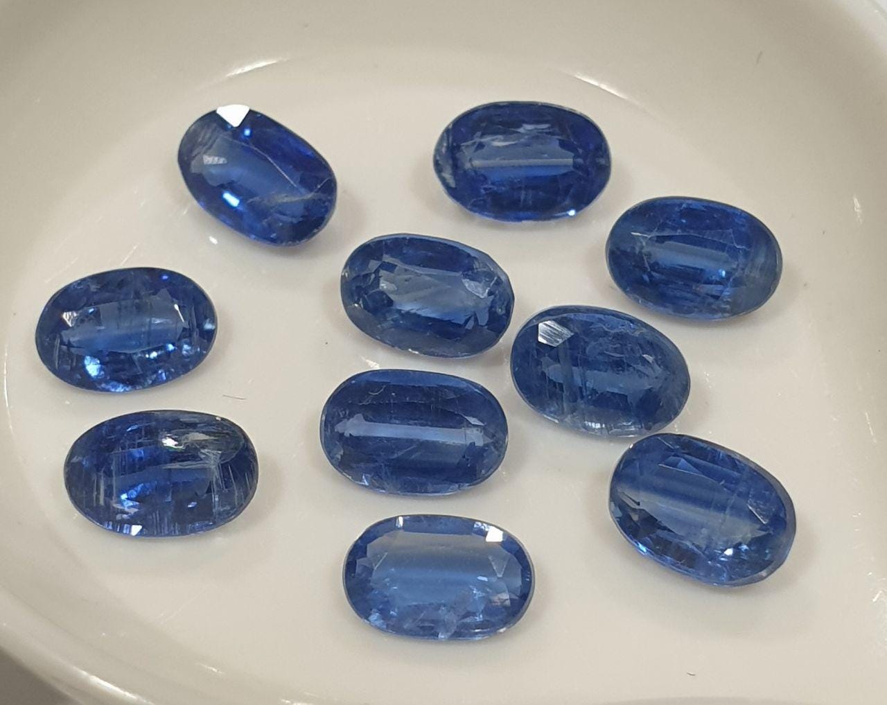10 Pcs Lot Natural Deep Blue  Kyanite  Disthene Faceted Oval 6x4mm - Brazil -Natural Untreated Gems
