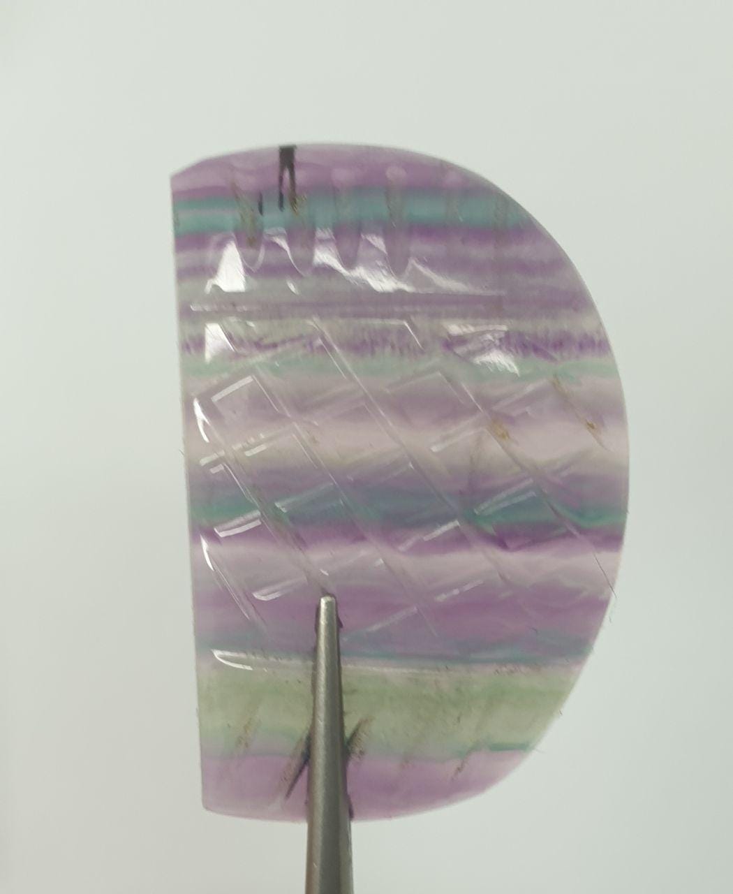 Natural Banded Fluorite Carved Leaf Cabochon 30x20mm. (1 Pair) - Rare Color- Unique Collector Stone- Wholesaler Supplier- Top Quality