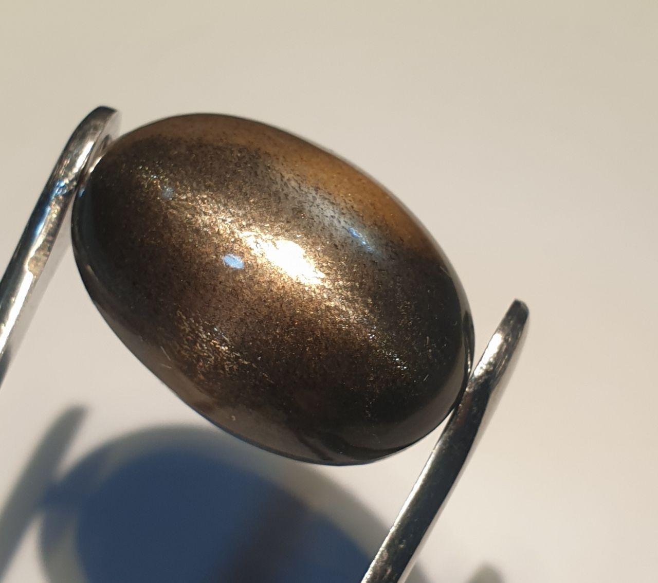 Cabochon ovale lisse en diopside étoilé noir, 23,4 x 15,8 mm (39,65 ct) - Astérisme parfait, qualité supérieure