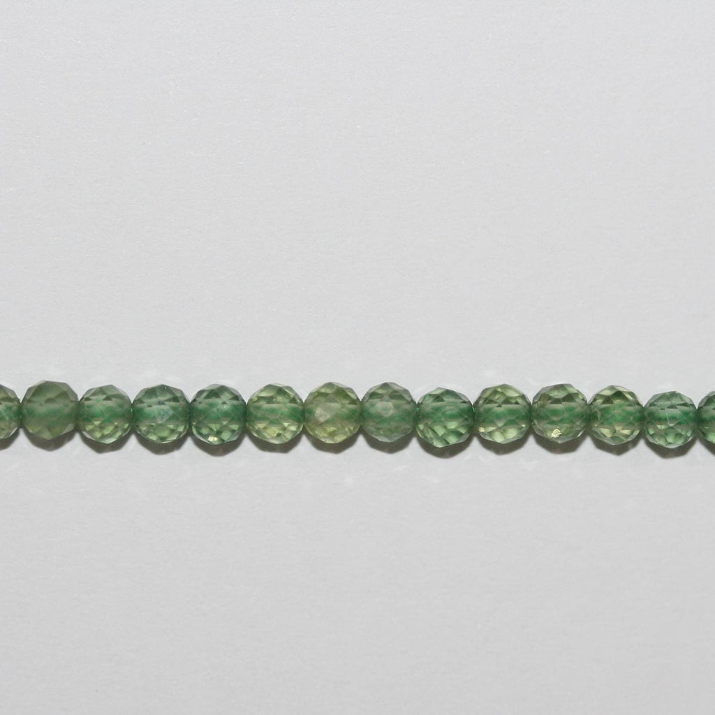 15" St Green Apatite Faceted Round Beads 3mm.-Strand 39cm - Hard Gems
