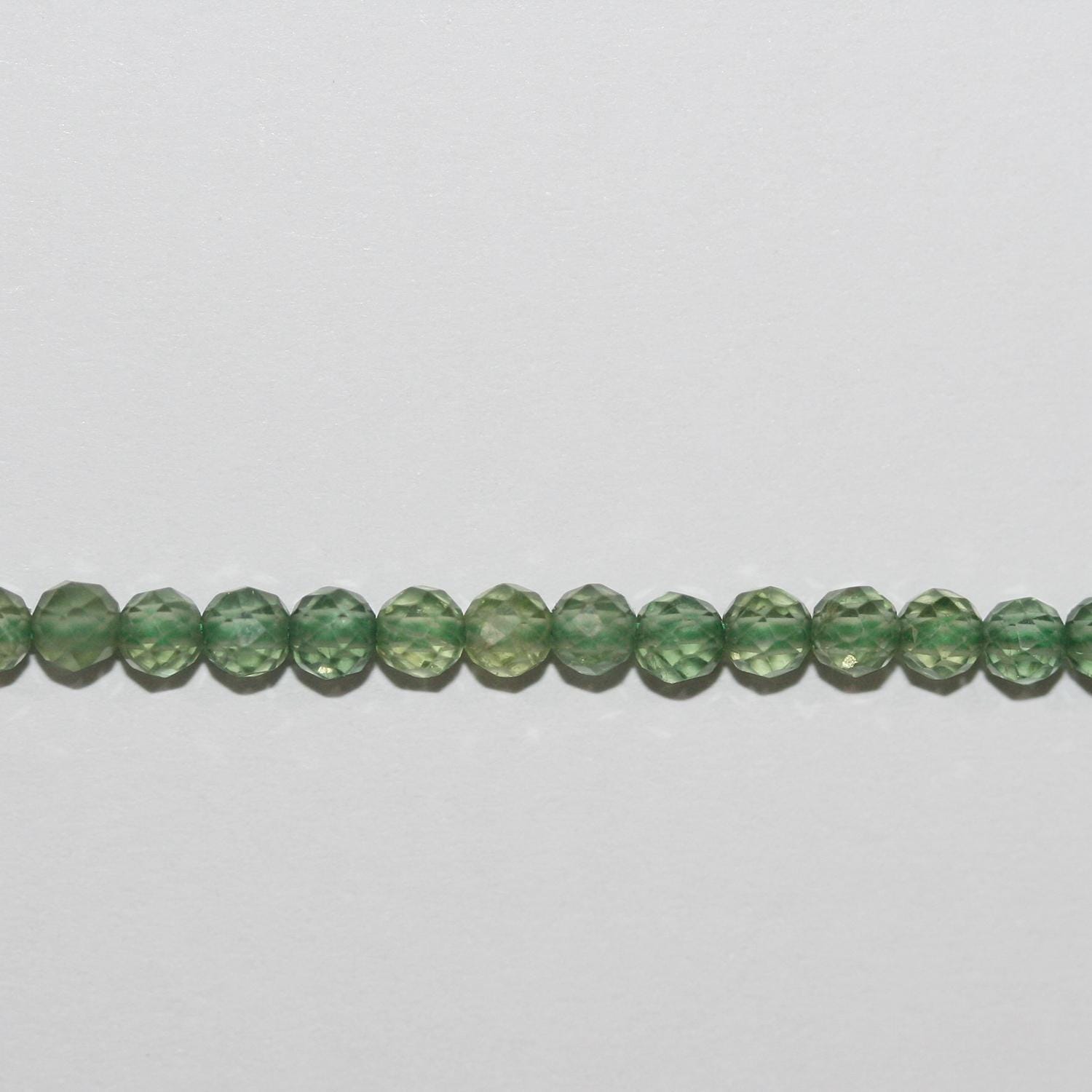 15" St Green Apatite Faceted Round Beads 3mm.-Strand 39cm - Hard Gems