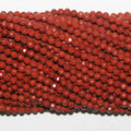 14" St Red Jasper Faceted Round Beads 3mm.-Strand 38cm. - Hard Gems
