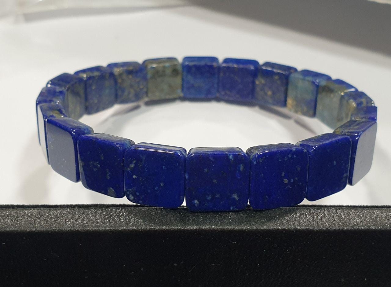 Bracelet extensible en lapis-lazuli afghan bleu royal AAA, grosses perles de 10 x 10 mm - Fournisseur de bijoux à double perçage - Pouvoir de guérison