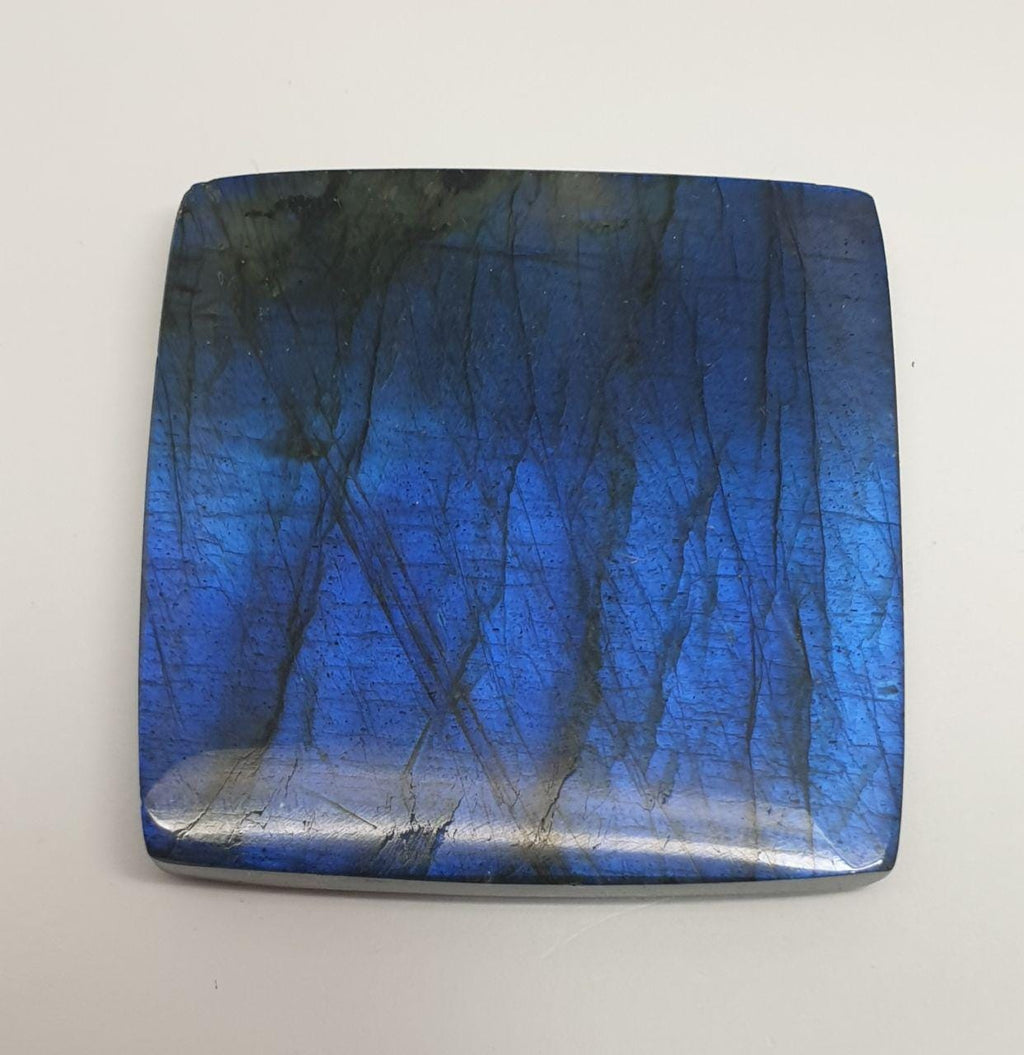 Big AAA Blue Flash Madagascar Labradorite Smooth Square  Cabochon 42mm. (138.70ct.) Blue Color-Super Power - Hard Gems