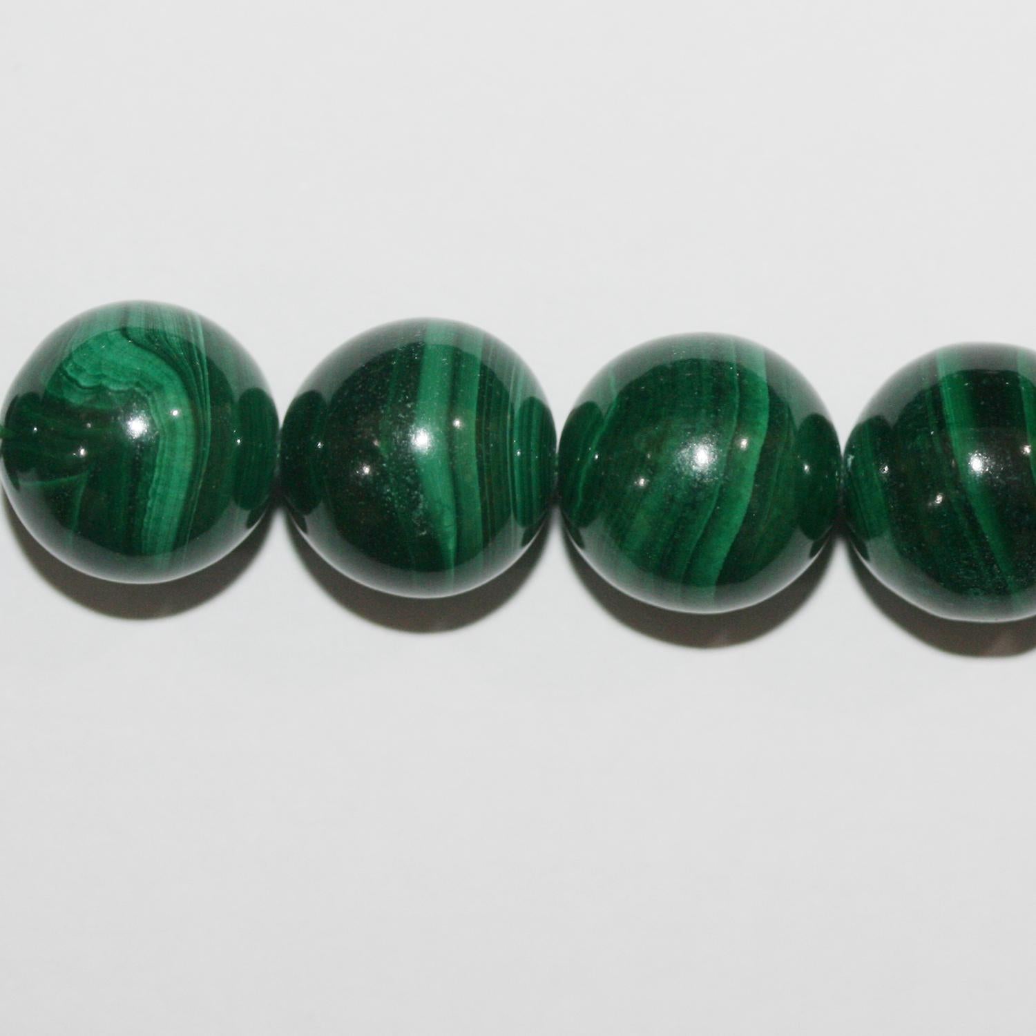 Perles rondes lisses en malachite St, 12-12,5 mm, 39 cm