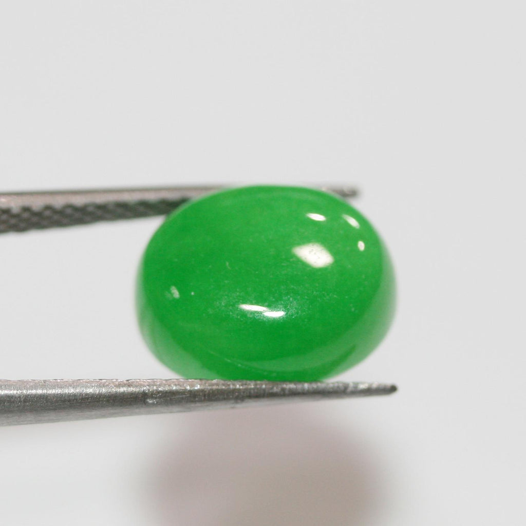Lote de 4 cabujones ovalados de jade verde (4 unidades) de 12 x 10 mm