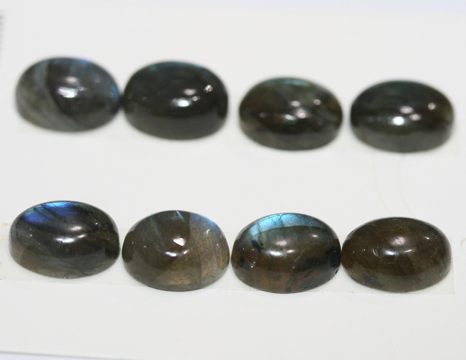8 Pcs Lot Labradorite Oval Cabochon 14x10mm (8 pcs) - Hard Gems