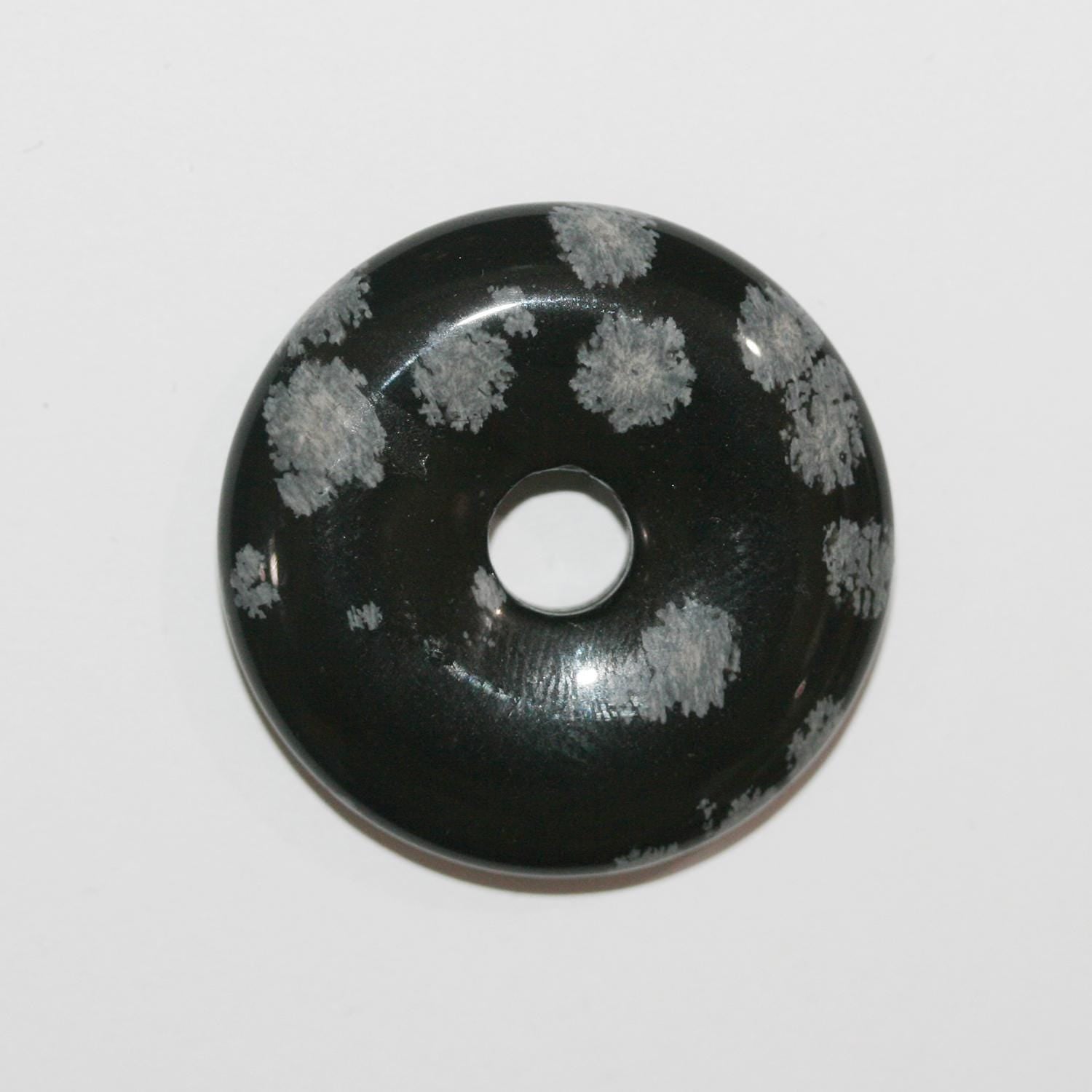 Pendentif en obsidienne lisse en forme de donut, 30 mm.