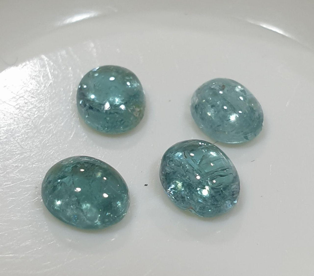 Lot de cabochons ronds de tourmaline bleue 5 x 4 mm (4 pièces) - Pierres précieuses en vrac - Prix de gros