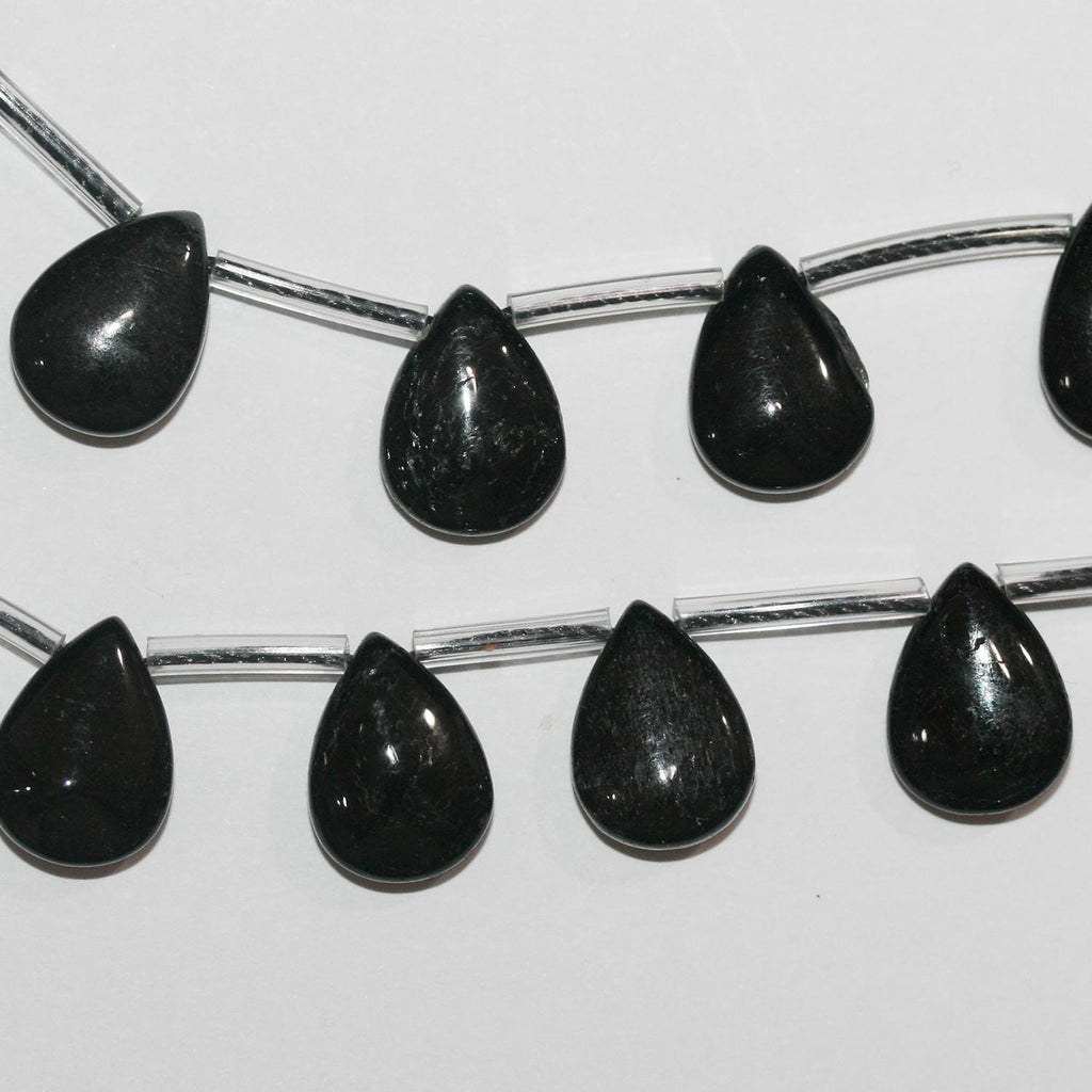 Cuentas de turmalina negra lisa de 8" (14 x 10 mm) - Hilo de 19 cm