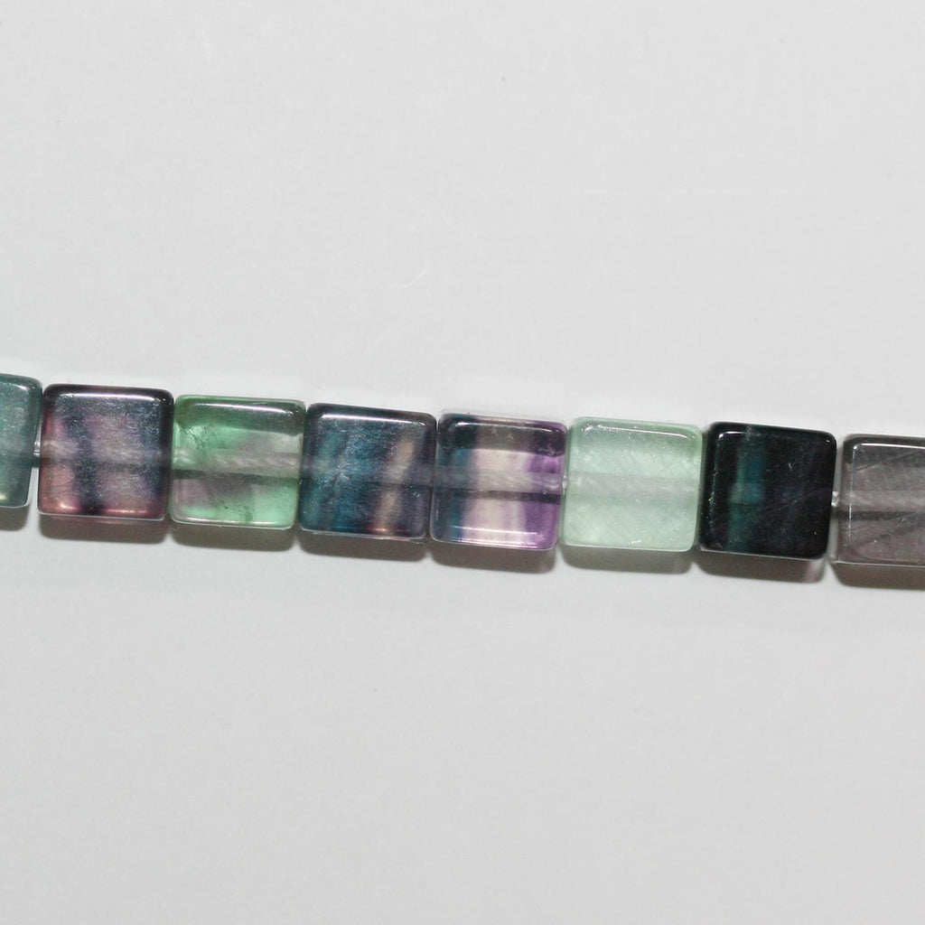 Perles cubiques lisses en fluorite St 15" 8 mm.- Brin 39 cm.