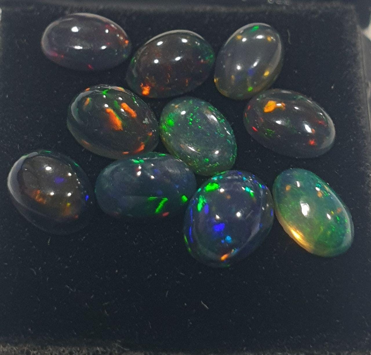 Ethiopian Black Opal Lot Oval Cabochon 6x4mm. (10pcs)  -Gemstone Parcels-Loose Stones Wholesale Price