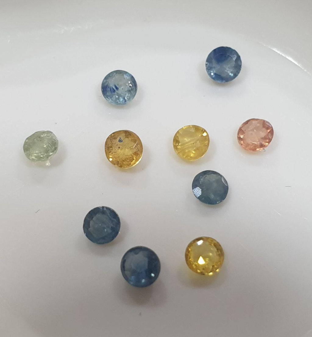 Lote de 10 zafiros multicolores redondos facetados de 2,5 mm - Paquetes de piedras preciosas - Piedras sueltas al por mayor - Gemas naturales