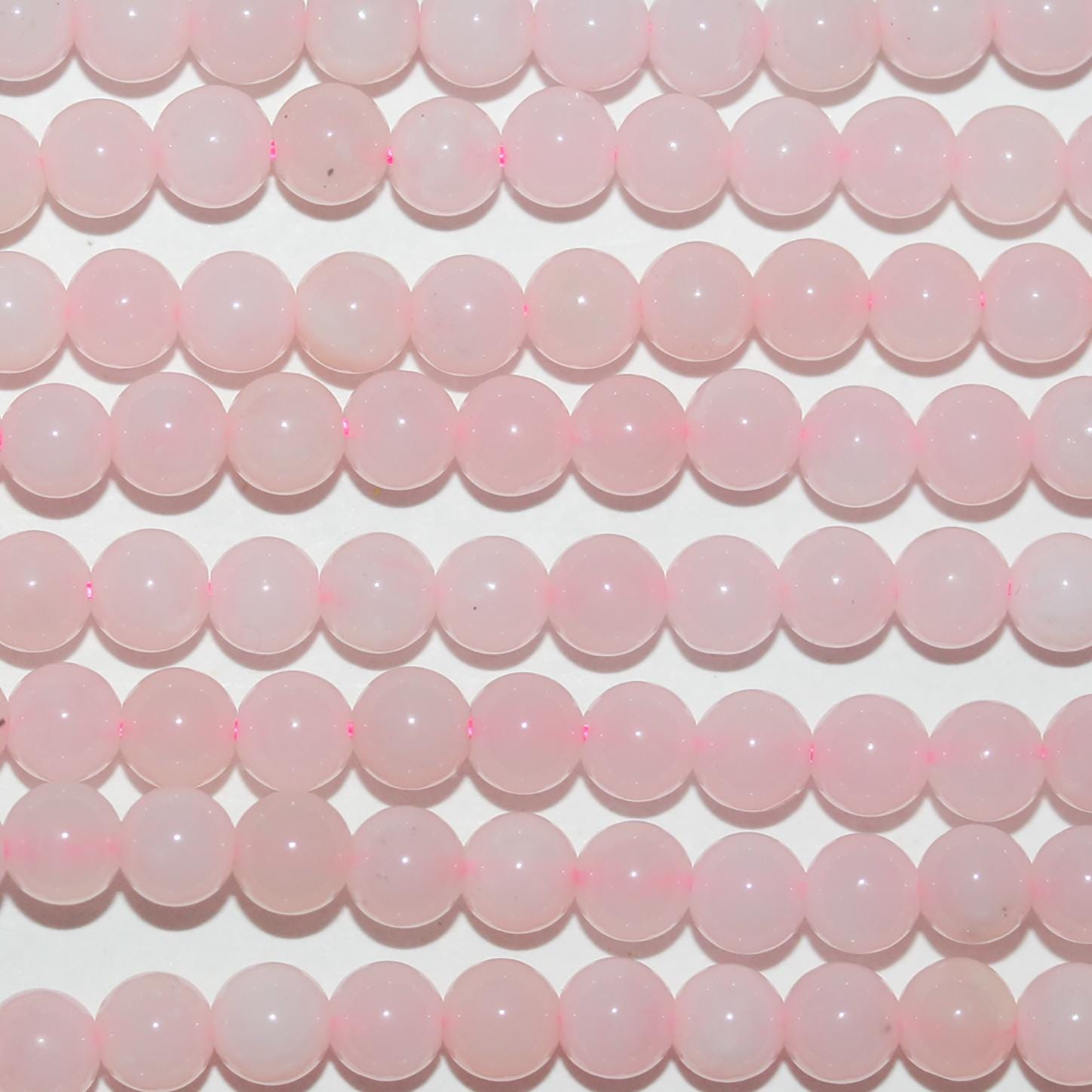 16"St Cuentas Redondas Lisas de Ópalo Rosa 4 mm.-Hilo 40 cm.