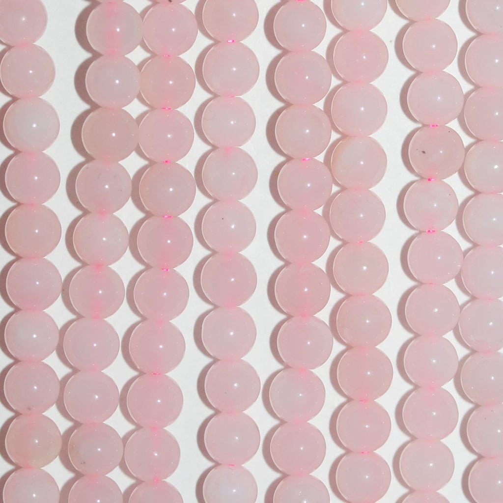 16"St Cuentas Redondas Lisas de Ópalo Rosa 4 mm.-Hilo 40 cm.