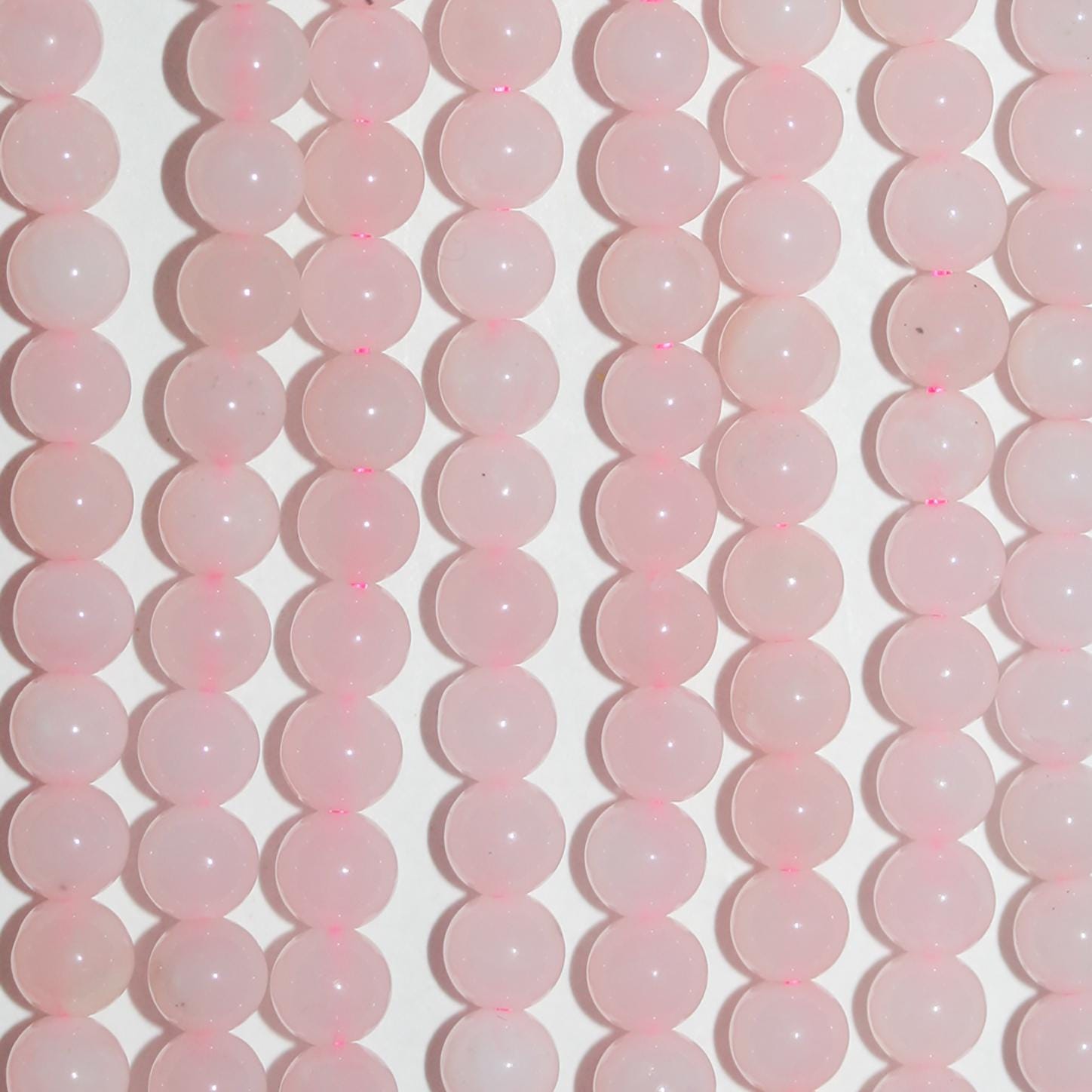 16"St Cuentas Redondas Lisas de Ópalo Rosa 4 mm.-Hilo 40 cm.