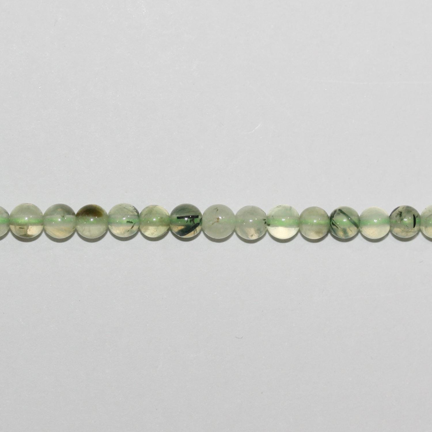 Perles rondes lisses en préhnite de 14 pouces (4 mm) - Fil de 38 cm