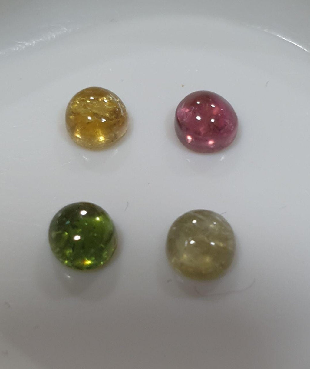 Tourmaline Lot Round Cabochons 4mm.-(4pcs)  -Gemstone Parcels-Loose Stones Wholesale Price