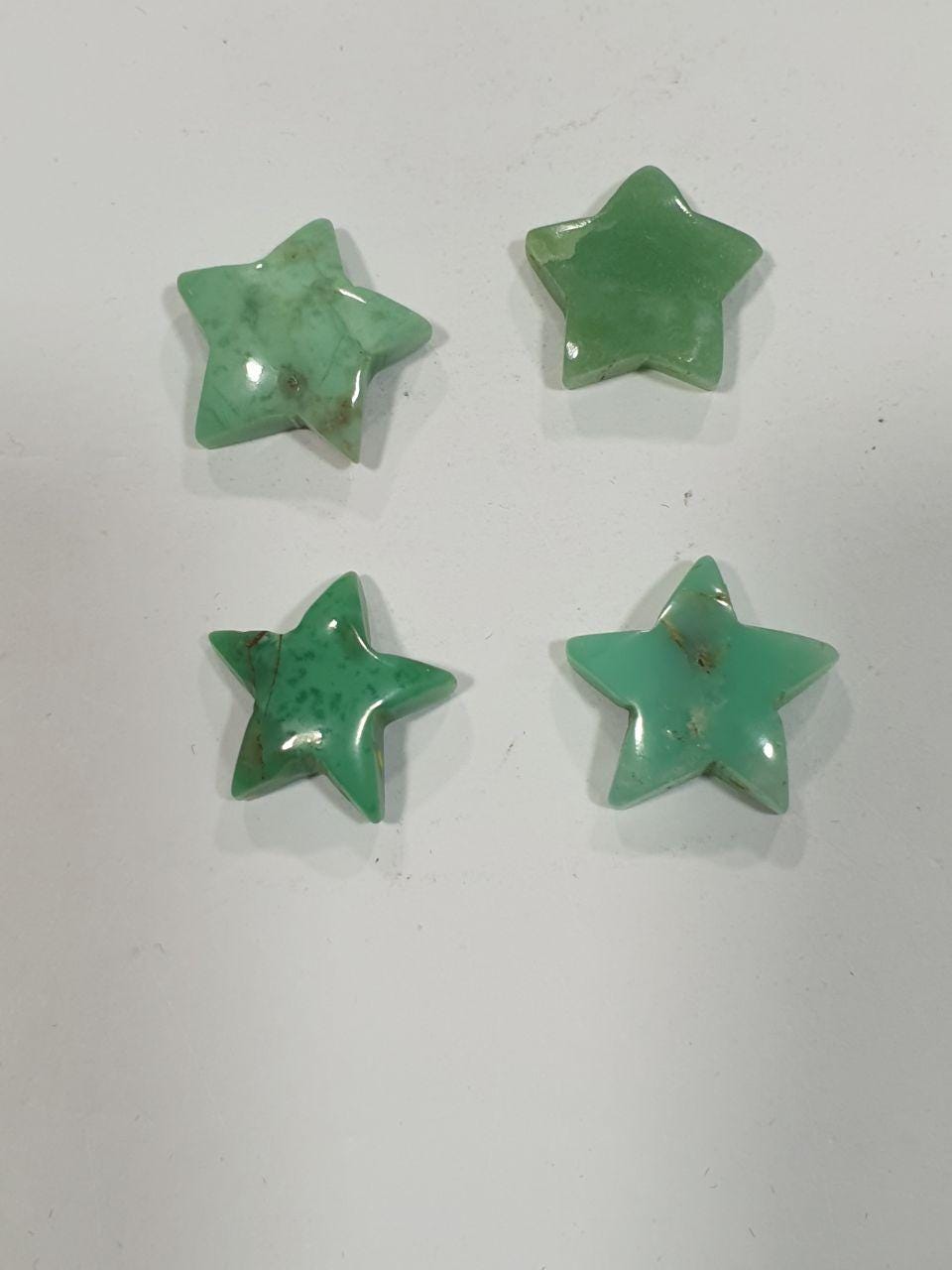 Lote de 4 cabujones estrella de crisoprasa de 15-16 mm - Piedras preciosas - Piedra natural