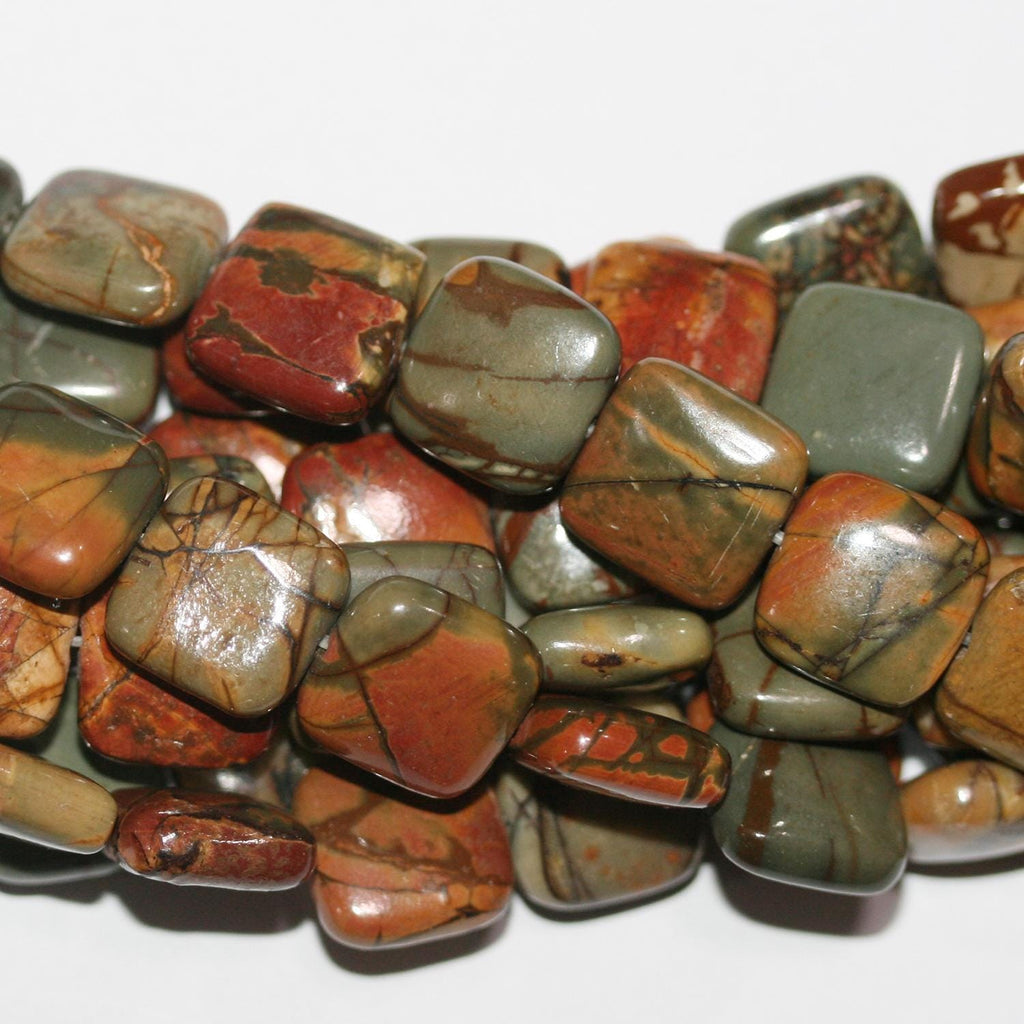 Perles carrées plates et lisses en jaspe Saint-Picasso, 12-12,5 mm, 14 pouces (35,5 cm) - Fil de 40 cm
