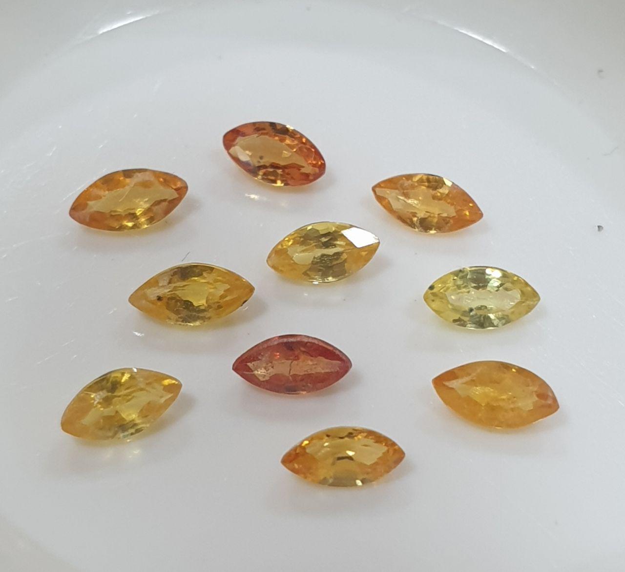 Lot de saphirs naturels de couleur jaune orangé, taille marquise 4x2 mm - Pierres précieuses en gros - Pierres naturelles pour la joaillerie