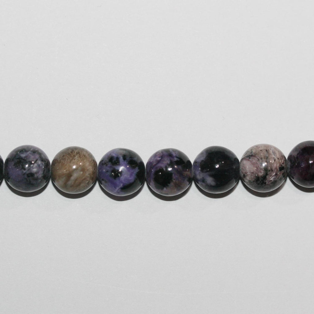 Cuentas redondas lisas de Santa Charoita de 40 cm, 9-9,5 mm, hilo de 40 cm, piedra preciosa natural