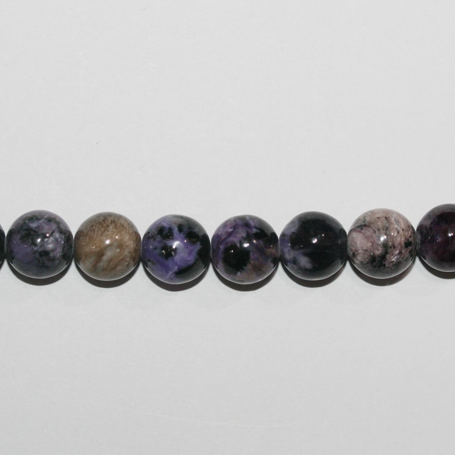 Cuentas redondas lisas de Santa Charoita de 40 cm, 9-9,5 mm, hilo de 40 cm, piedra preciosa natural