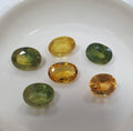 Lote de 6 zafiros verdes y amarillos facetados ovalados de 6-5 x 4,5 mm (aprox.) - 6 piezas - Gemas al por mayor - Piedras naturales para joyería