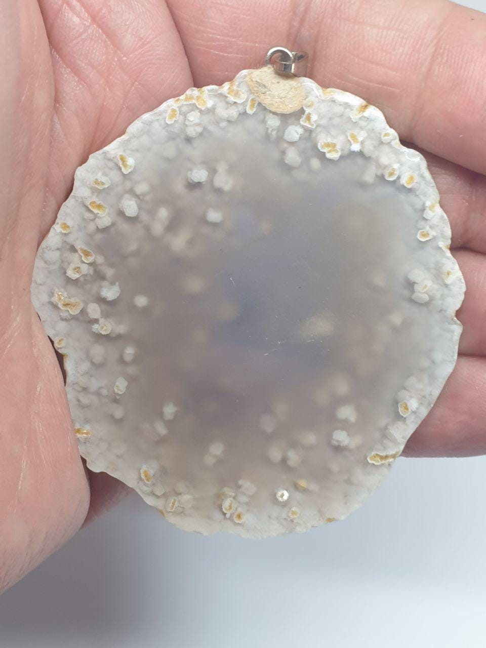 Pendentif en agate naturelle lisse avec inclusions rares, environ 62 x 56 mm - Pouvoir de guérison - Inclusions naturelles uniques