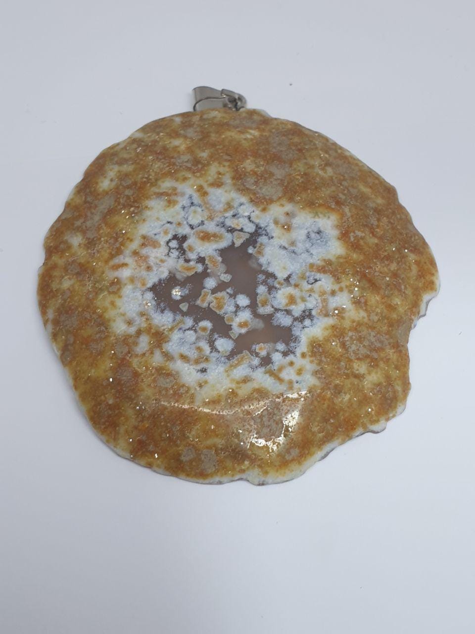 Pendentif en agate naturelle lisse avec inclusions rares, environ 62 x 56 mm - Pouvoir de guérison - Inclusions naturelles uniques