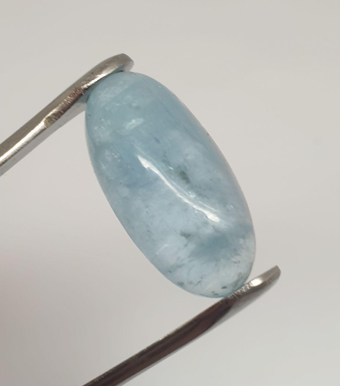 Good Blue Color Aquamarine Cabochon 24.8x12.3mm 17.4ct- Natural Untreated Gemstone-