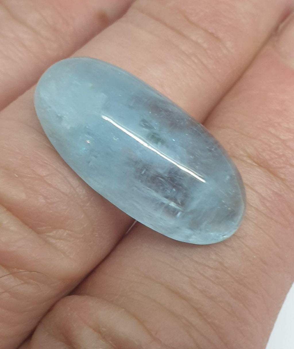Good Blue Color Aquamarine Cabochon 24.8x12.3mm 17.4ct- Natural Untreated Gemstone-