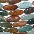 Perles ovales lisses en jaspe océanique de 15 pouces, 30 x 12 mm. - Fil de 39 cm.