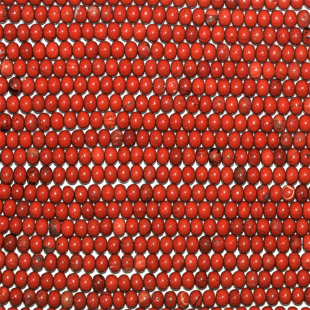 Perles rondelles lisses en jaspe rouge St 15" 6x4mm.- Brin 39cm.