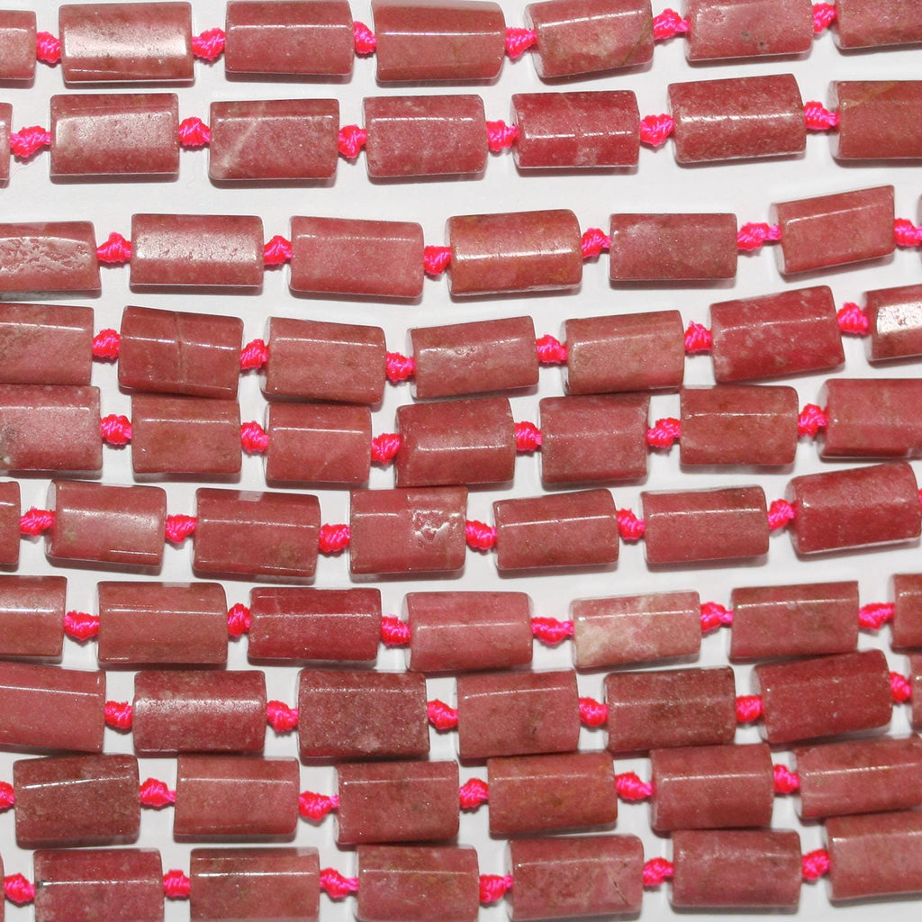 Cuentas tubulares facetadas de Santa Rodonita de 16" (11 x 7 mm), aprox. - Hilo de 40 cm.