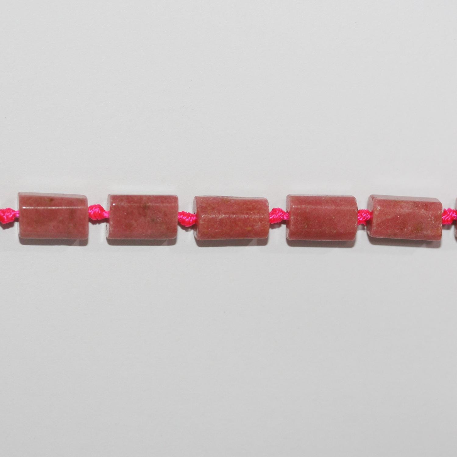 Cuentas tubulares facetadas de Santa Rodonita de 16" (11 x 7 mm), aprox. - Hilo de 40 cm.