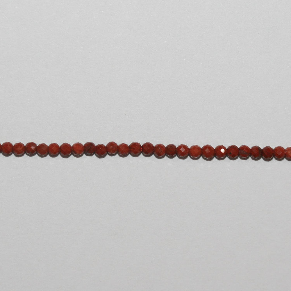 15" Perles rondes à facettes en jaspe rouge St 2 mm.-Rig 39 cm.