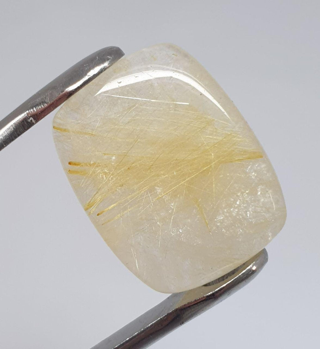 Golden Rutilated Quartz Cushion Cabochon 19.5x15.3mm 13.5ct Lots Of Beautiful Inclusions- Healing Power Quartz
