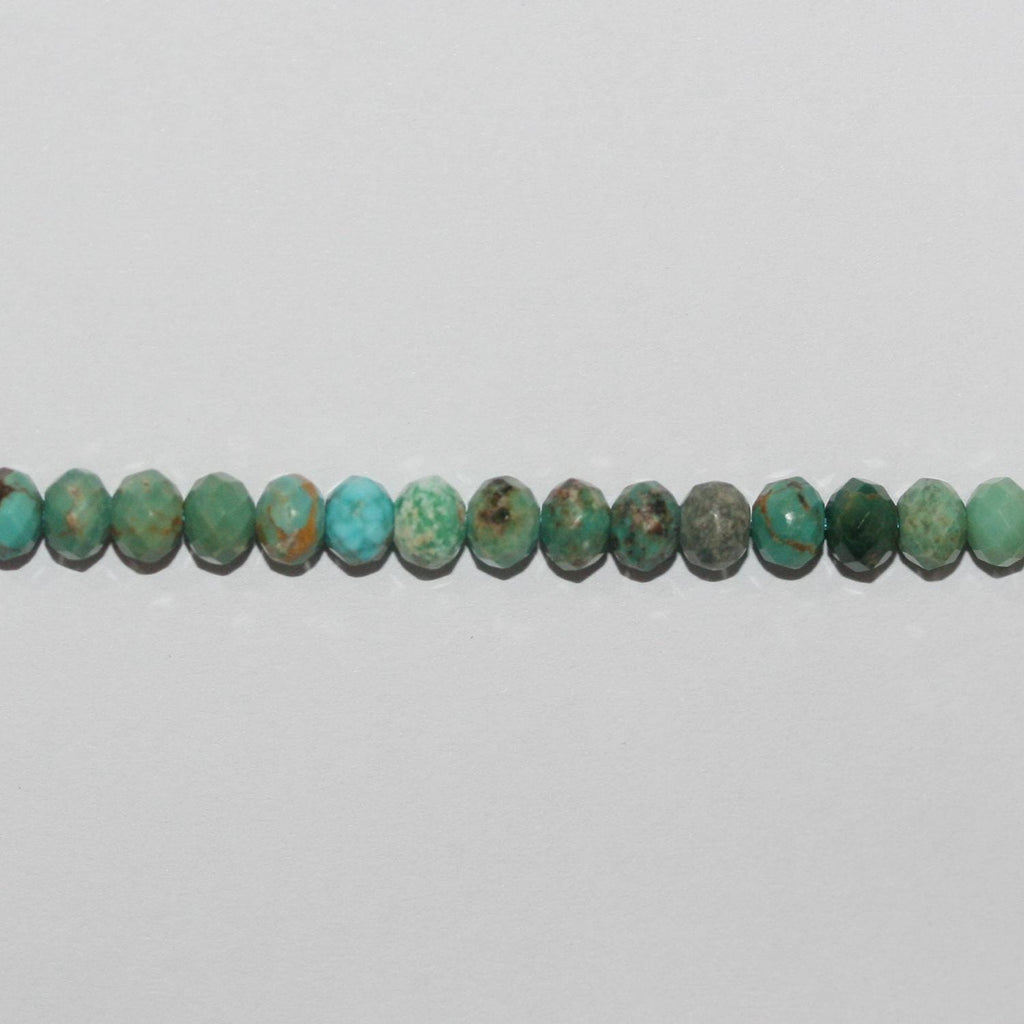 Perles rondelles à facettes en turquoise St de 15 pouces, 5 x 3,5 mm - Fil de 39 cm.