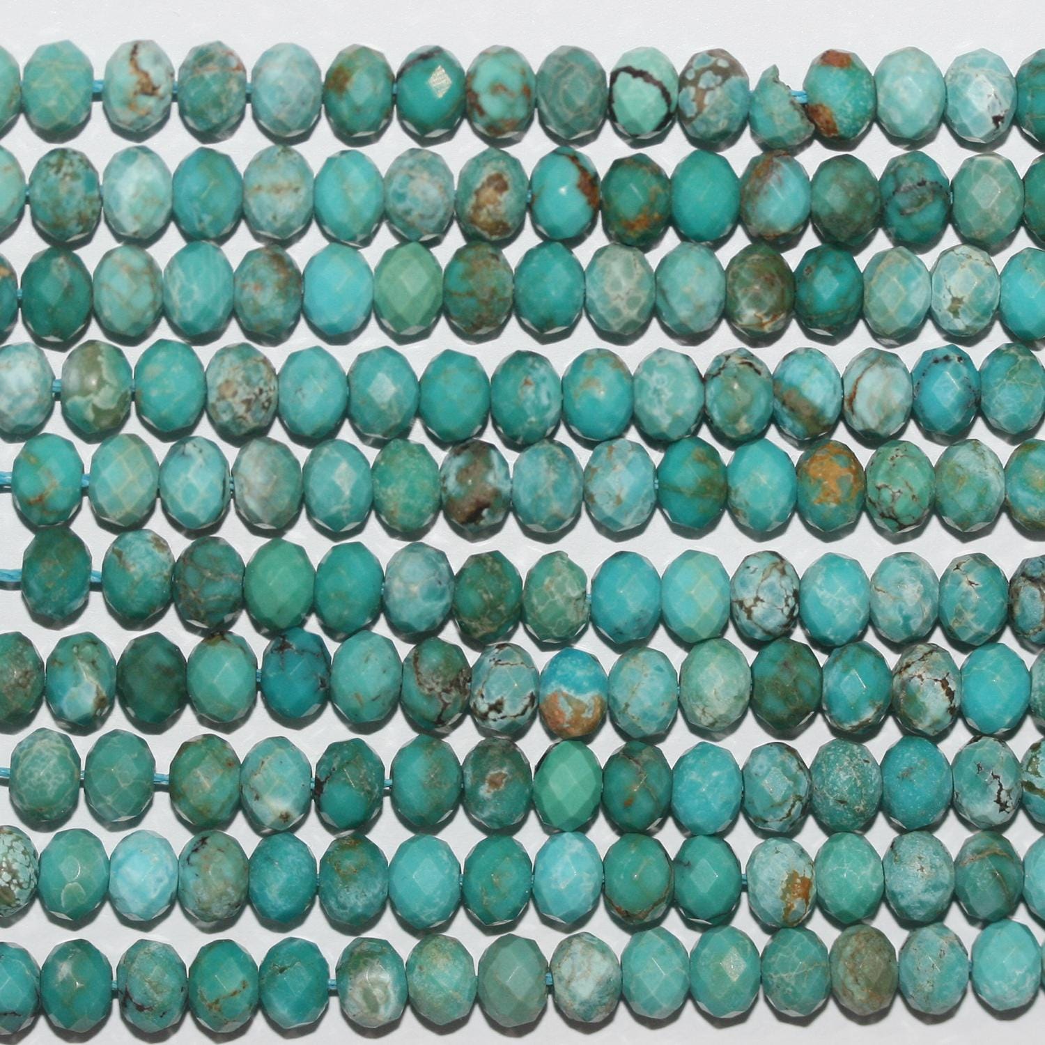Perles rondelles à facettes en turquoise St de 15 pouces, 6 x 4 mm. - Fil de 39 cm.