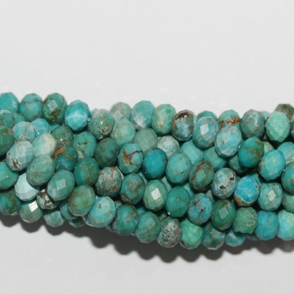 Perles rondelles à facettes en turquoise St de 15 pouces, 6 x 4 mm. - Fil de 39 cm.