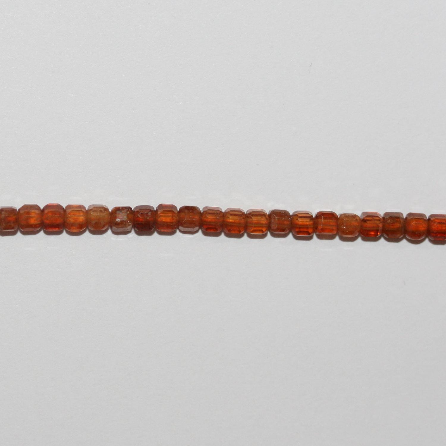 15" St Hessonite Garnet Faceted Cube Beads 2mm.-Strand 39cm. - Hard Gems