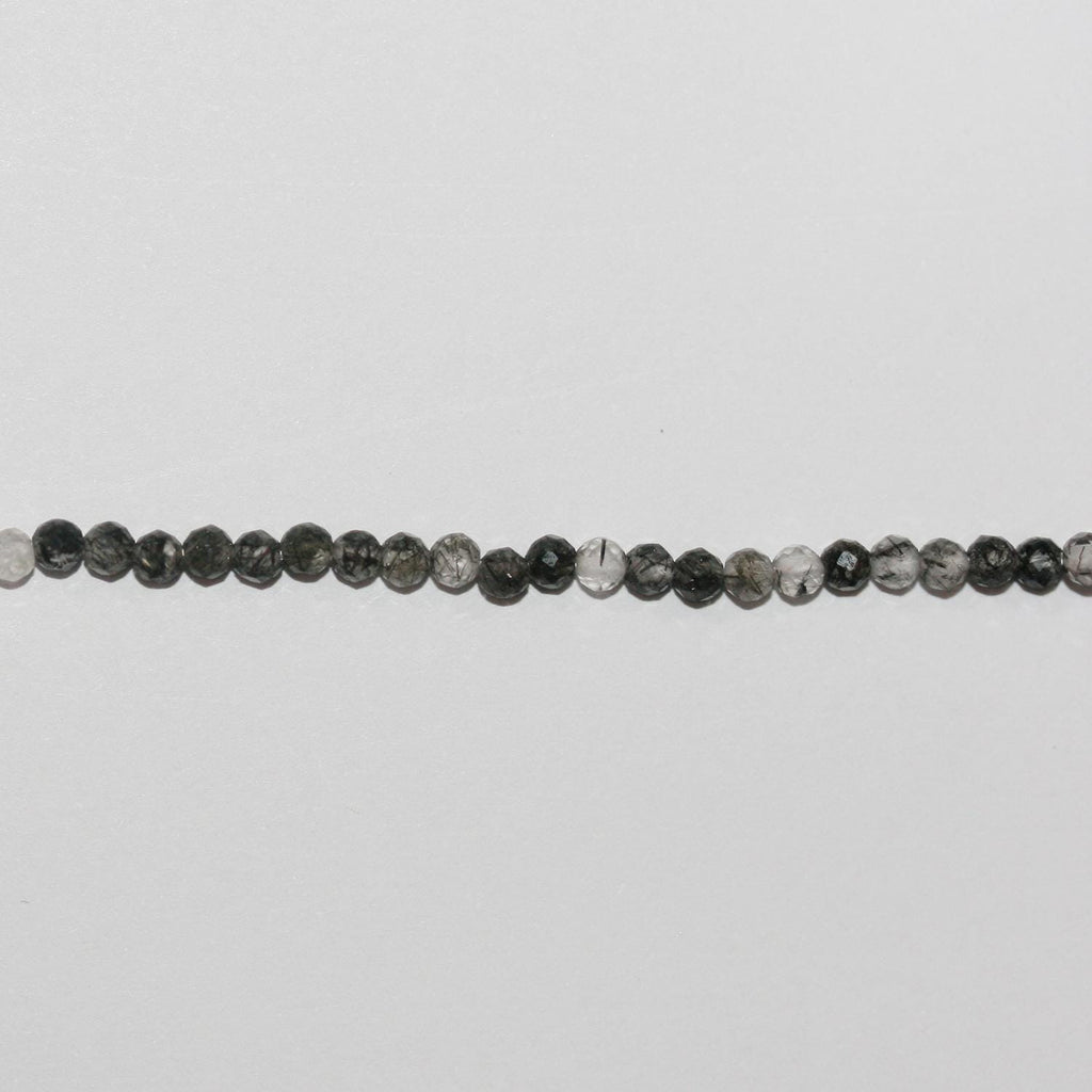 Perles rondes à facettes en quartz tourmaline St, 15 pouces, 2,5 mm - Fil de 39 cm