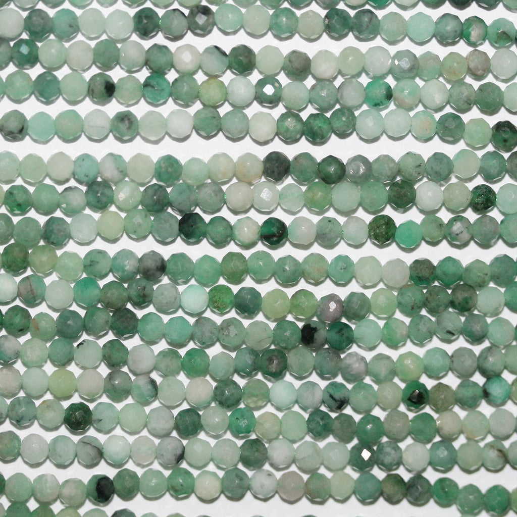 15" Perles rondes à facettes St Emerald 3 mm.-Rig 39 cm.