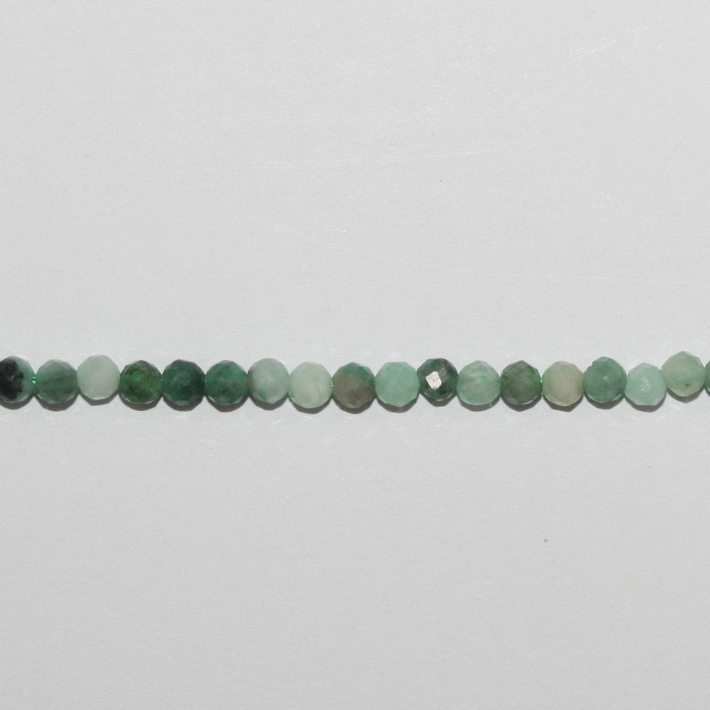 15" Perles rondes à facettes St Emerald 3 mm.-Rig 39 cm.